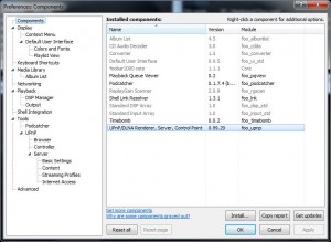 foobar2000 components settings